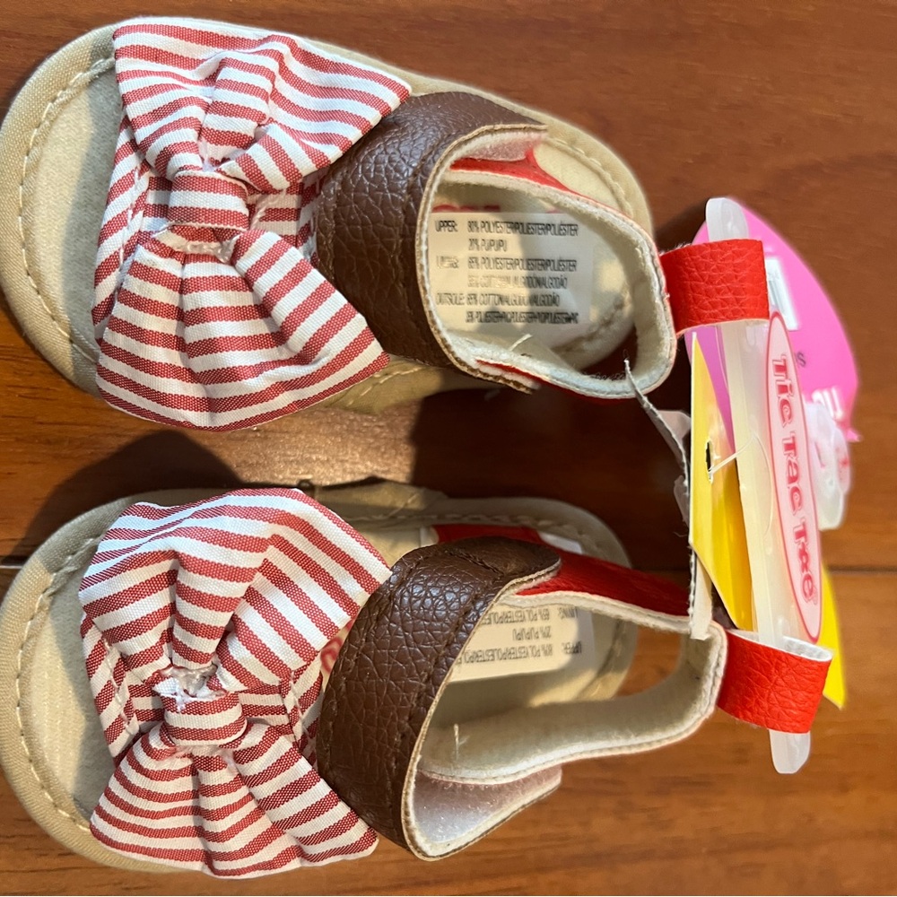Red and Brown Striped infant Sandals